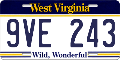 WV license plate 9VE243