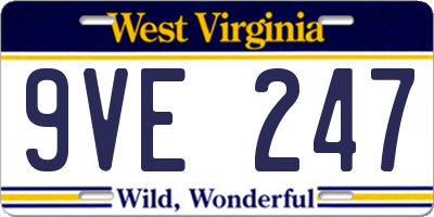 WV license plate 9VE247