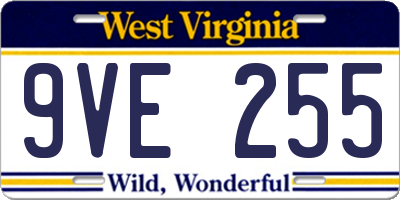 WV license plate 9VE255