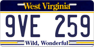 WV license plate 9VE259