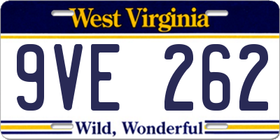 WV license plate 9VE262