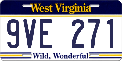 WV license plate 9VE271