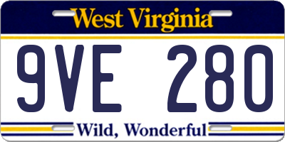 WV license plate 9VE280