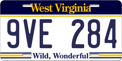 WV license plate 9VE284