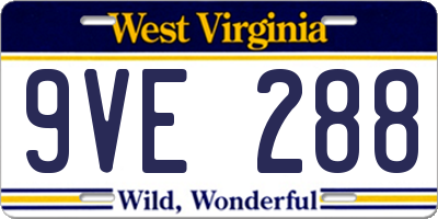 WV license plate 9VE288