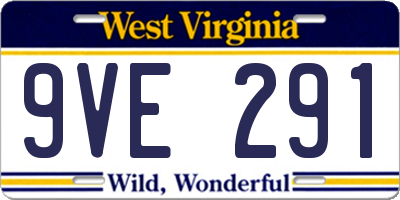 WV license plate 9VE291