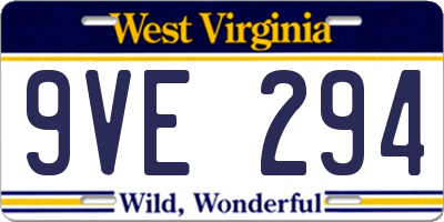 WV license plate 9VE294