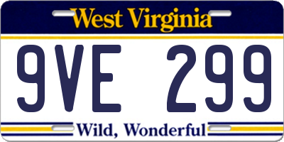 WV license plate 9VE299