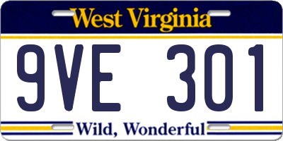 WV license plate 9VE301