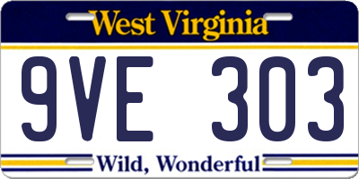 WV license plate 9VE303