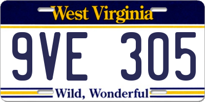 WV license plate 9VE305