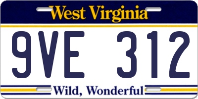 WV license plate 9VE312