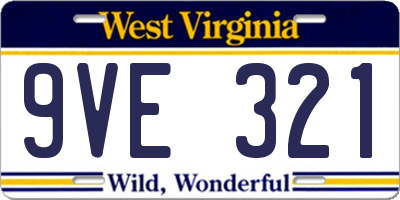 WV license plate 9VE321