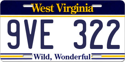 WV license plate 9VE322