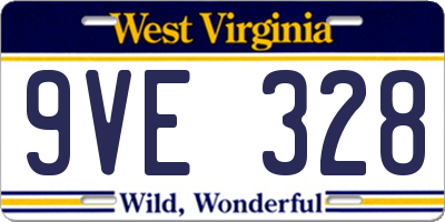 WV license plate 9VE328