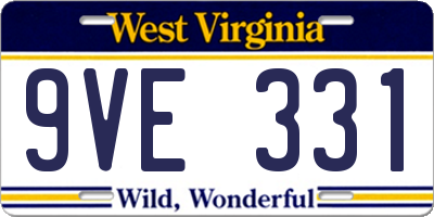 WV license plate 9VE331