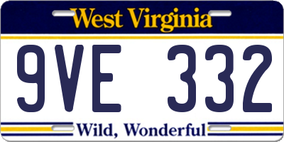 WV license plate 9VE332
