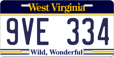 WV license plate 9VE334