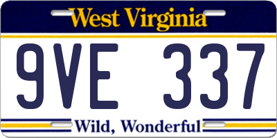 WV license plate 9VE337