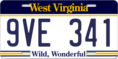 WV license plate 9VE341