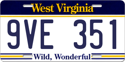WV license plate 9VE351