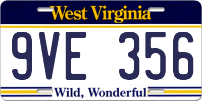 WV license plate 9VE356