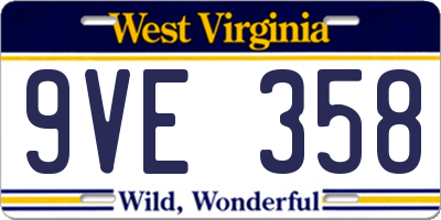 WV license plate 9VE358