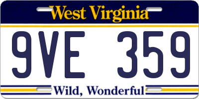 WV license plate 9VE359