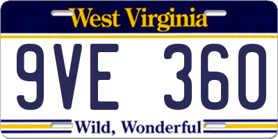 WV license plate 9VE360