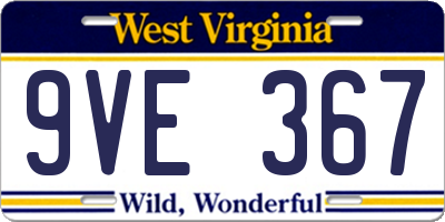WV license plate 9VE367