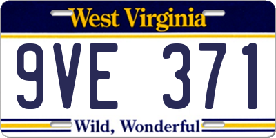 WV license plate 9VE371