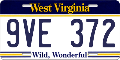 WV license plate 9VE372