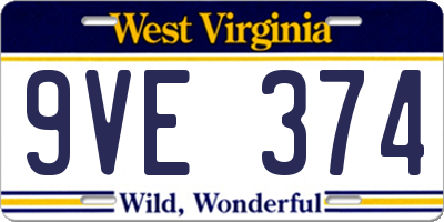 WV license plate 9VE374