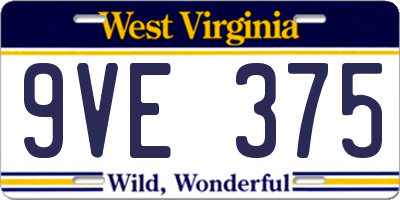 WV license plate 9VE375