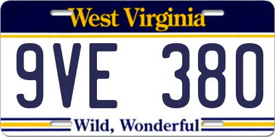 WV license plate 9VE380