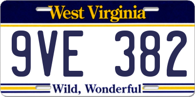 WV license plate 9VE382