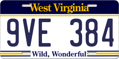 WV license plate 9VE384