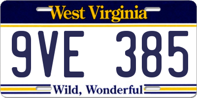 WV license plate 9VE385
