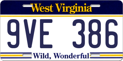 WV license plate 9VE386