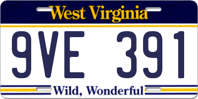 WV license plate 9VE391