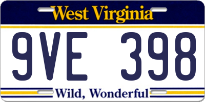 WV license plate 9VE398