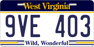 WV license plate 9VE403