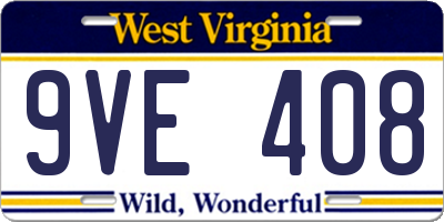 WV license plate 9VE408