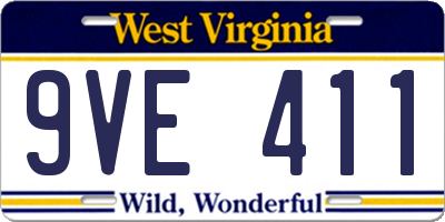 WV license plate 9VE411