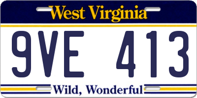 WV license plate 9VE413