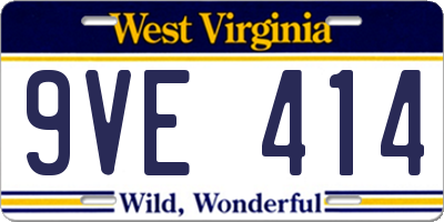 WV license plate 9VE414