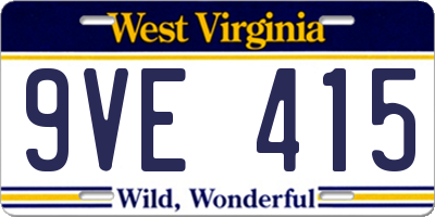 WV license plate 9VE415