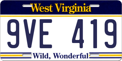WV license plate 9VE419