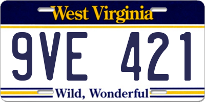WV license plate 9VE421
