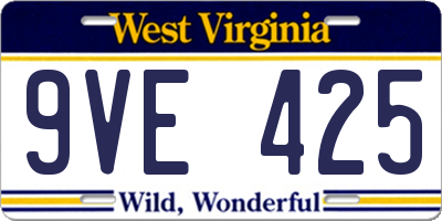 WV license plate 9VE425